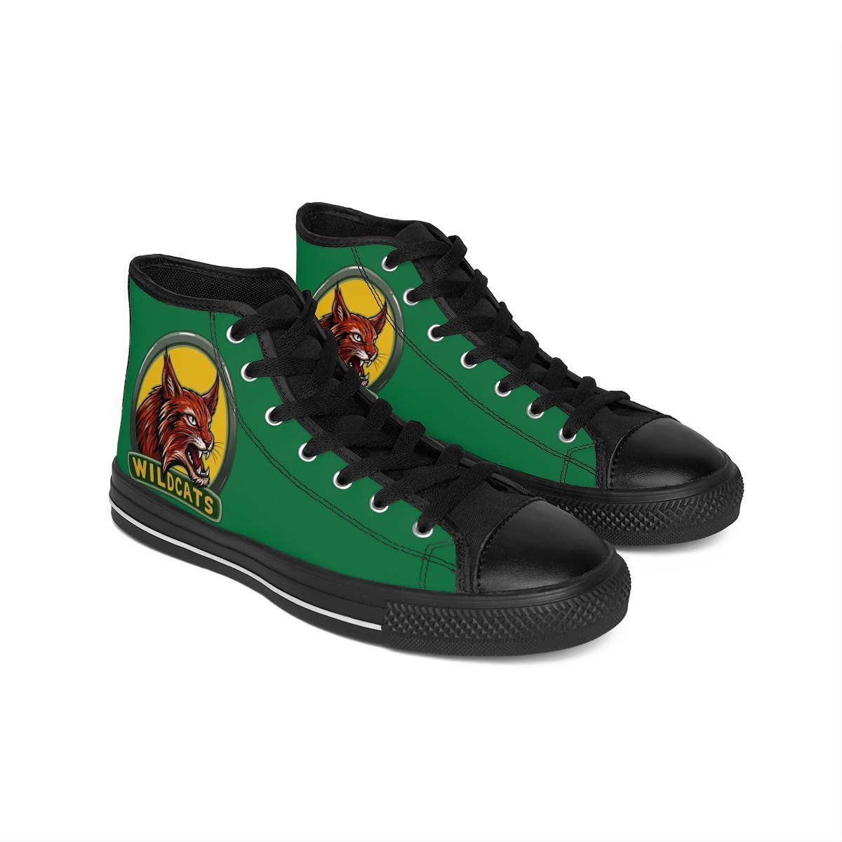 Wildcats High-Top Sneakers — Women's Green Classic Shoes with Fierce Wildcat Logo