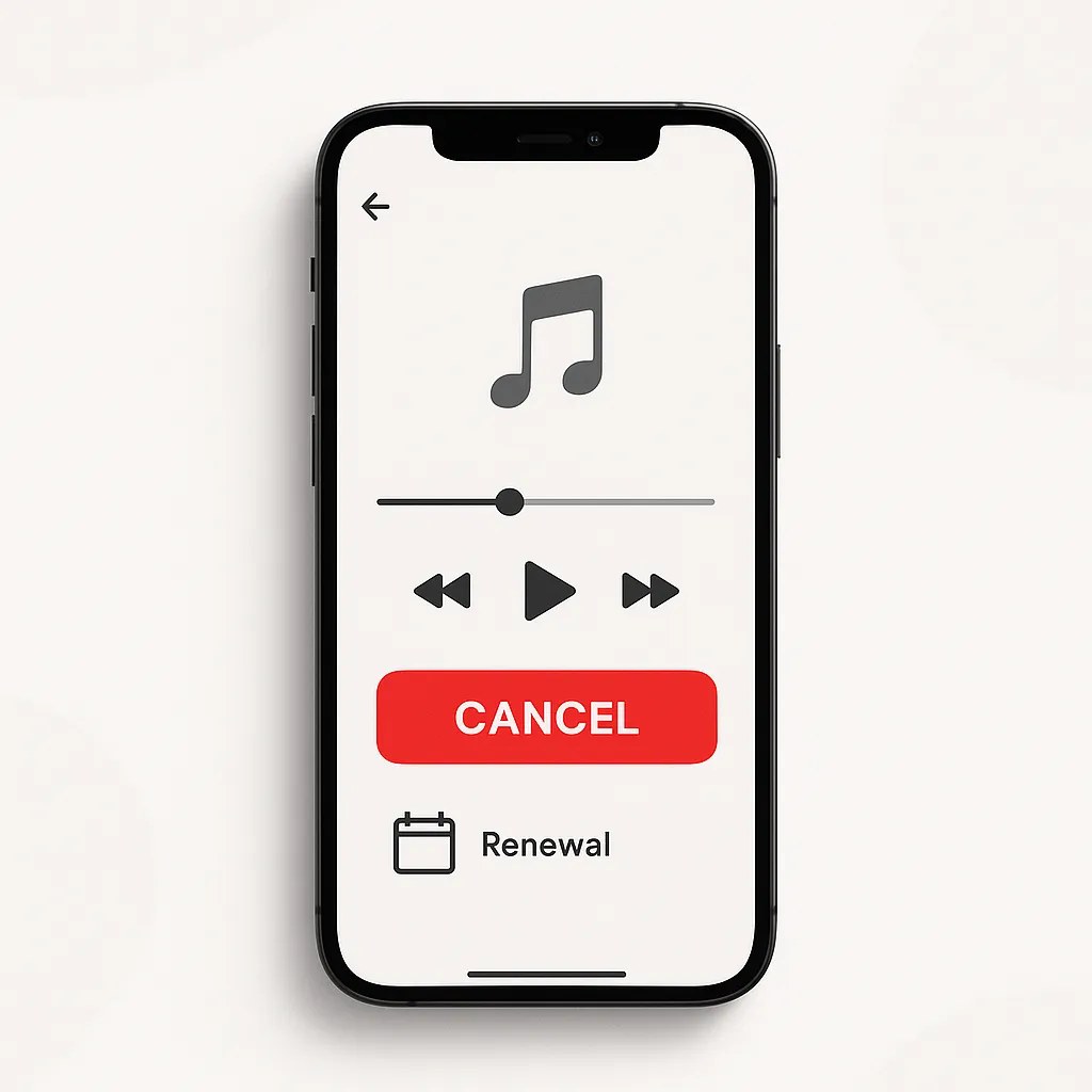 Phone and calendar used to review a music subscription
