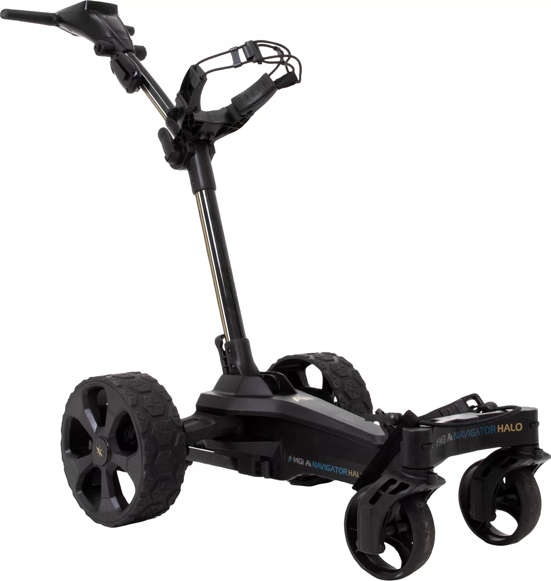 Golf push cart ready for a round