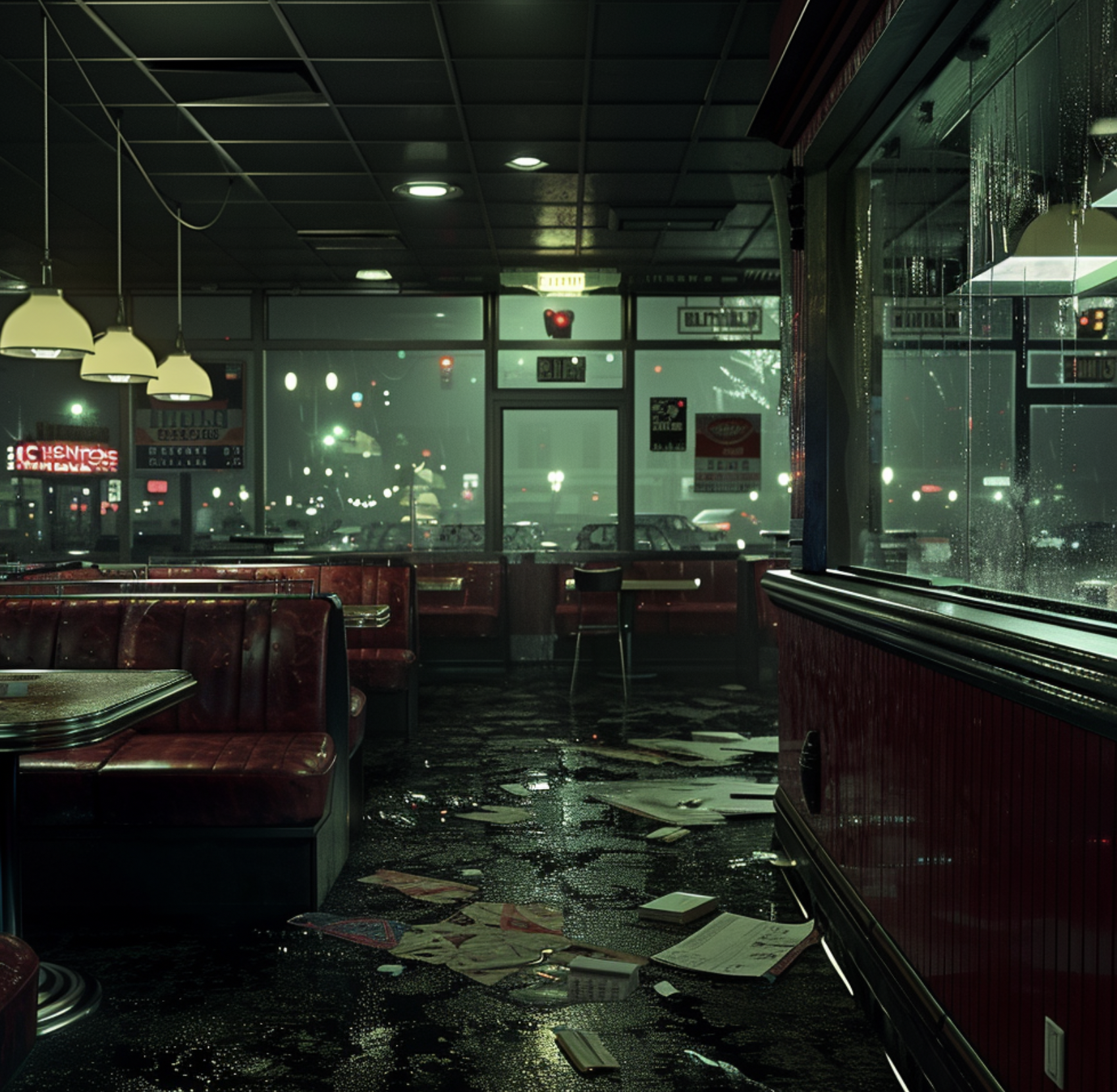 Red-Eye Diner interior at night