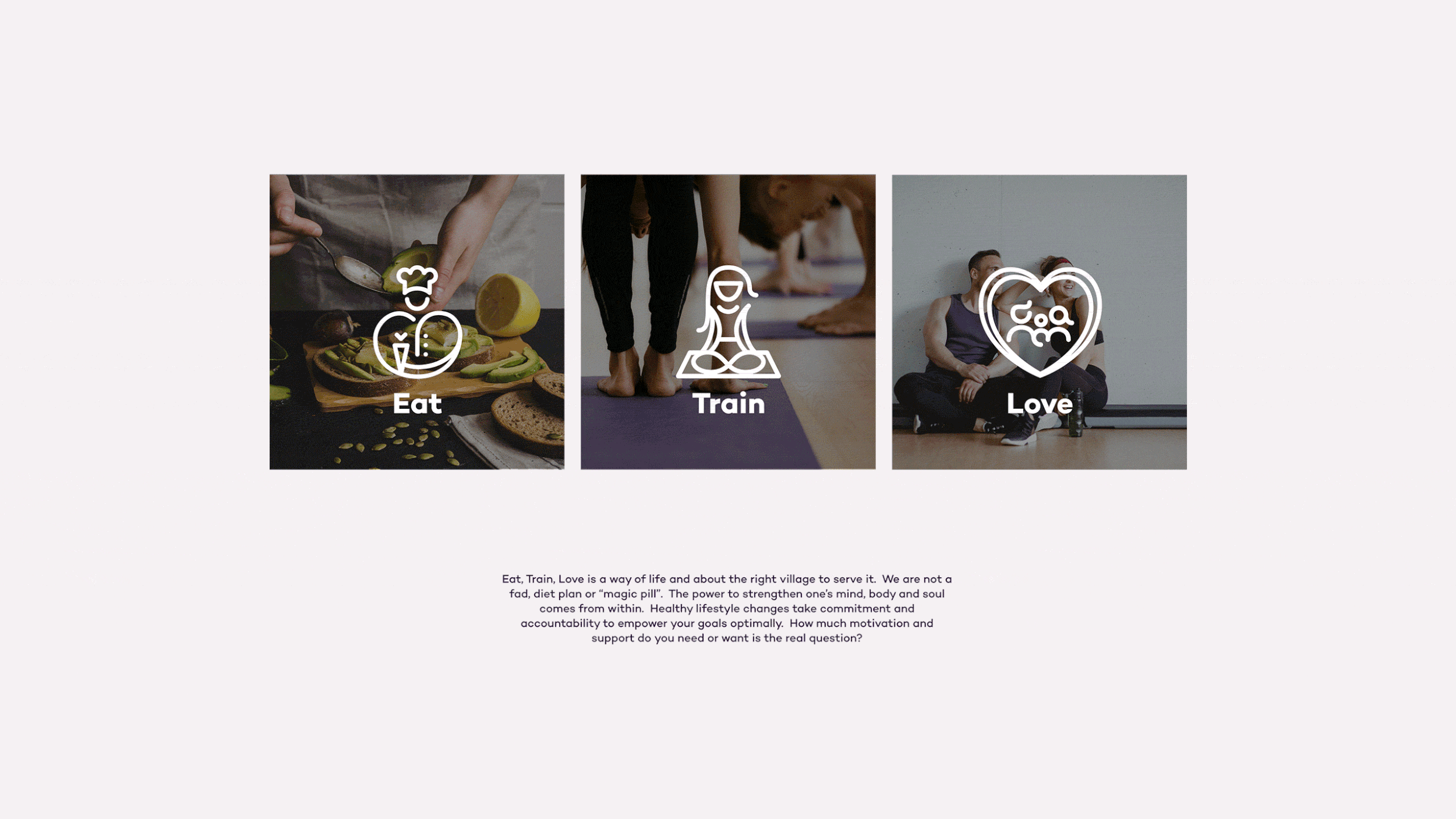 Eat, Train, Love icon system animation