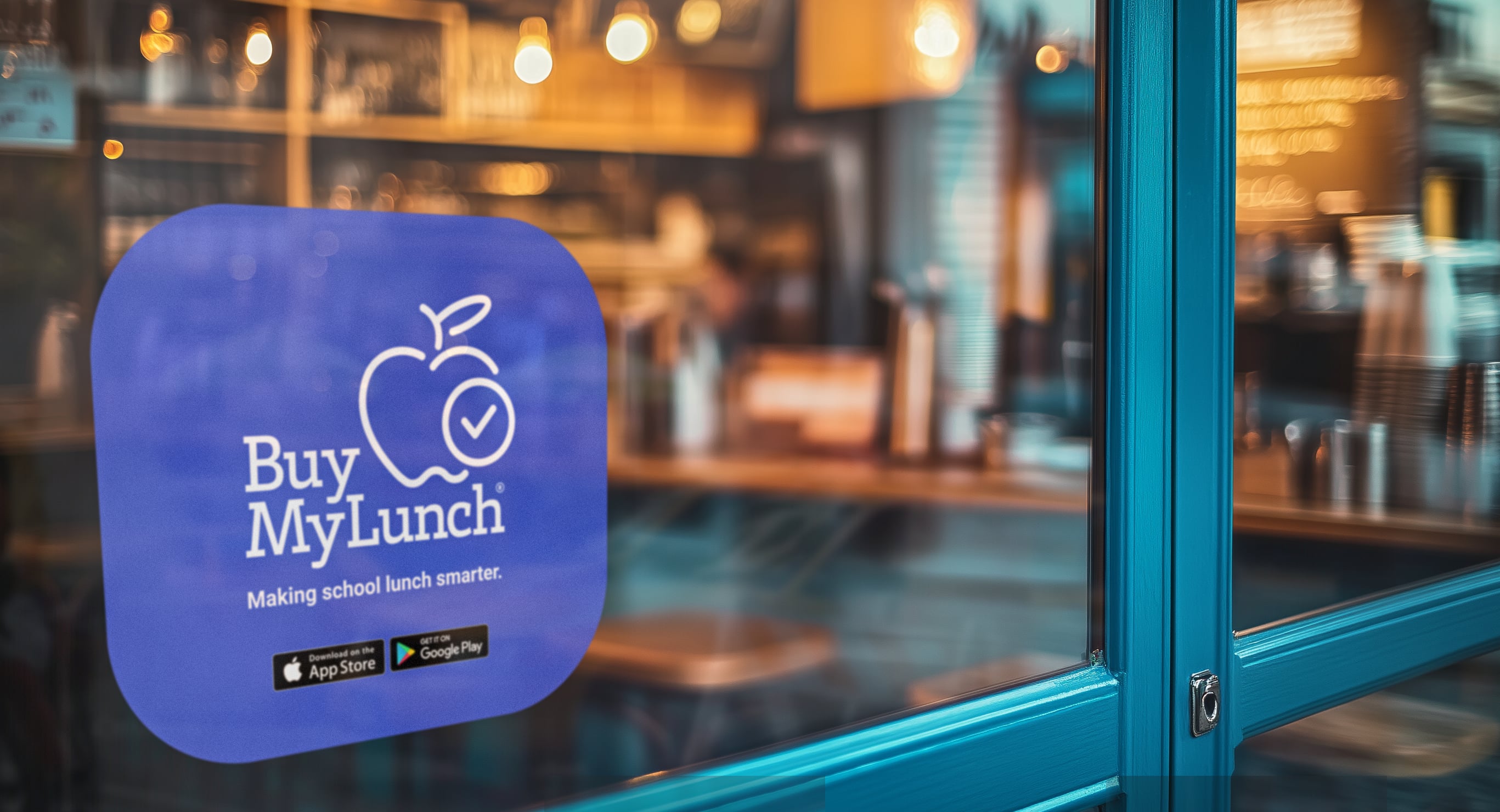 Buy My Lunch window sign at a neighborhood restaurant