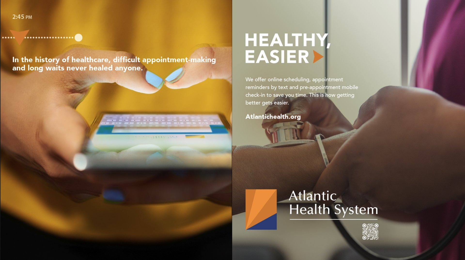 Healthy, Easier print spread — online scheduling and mobile check-in