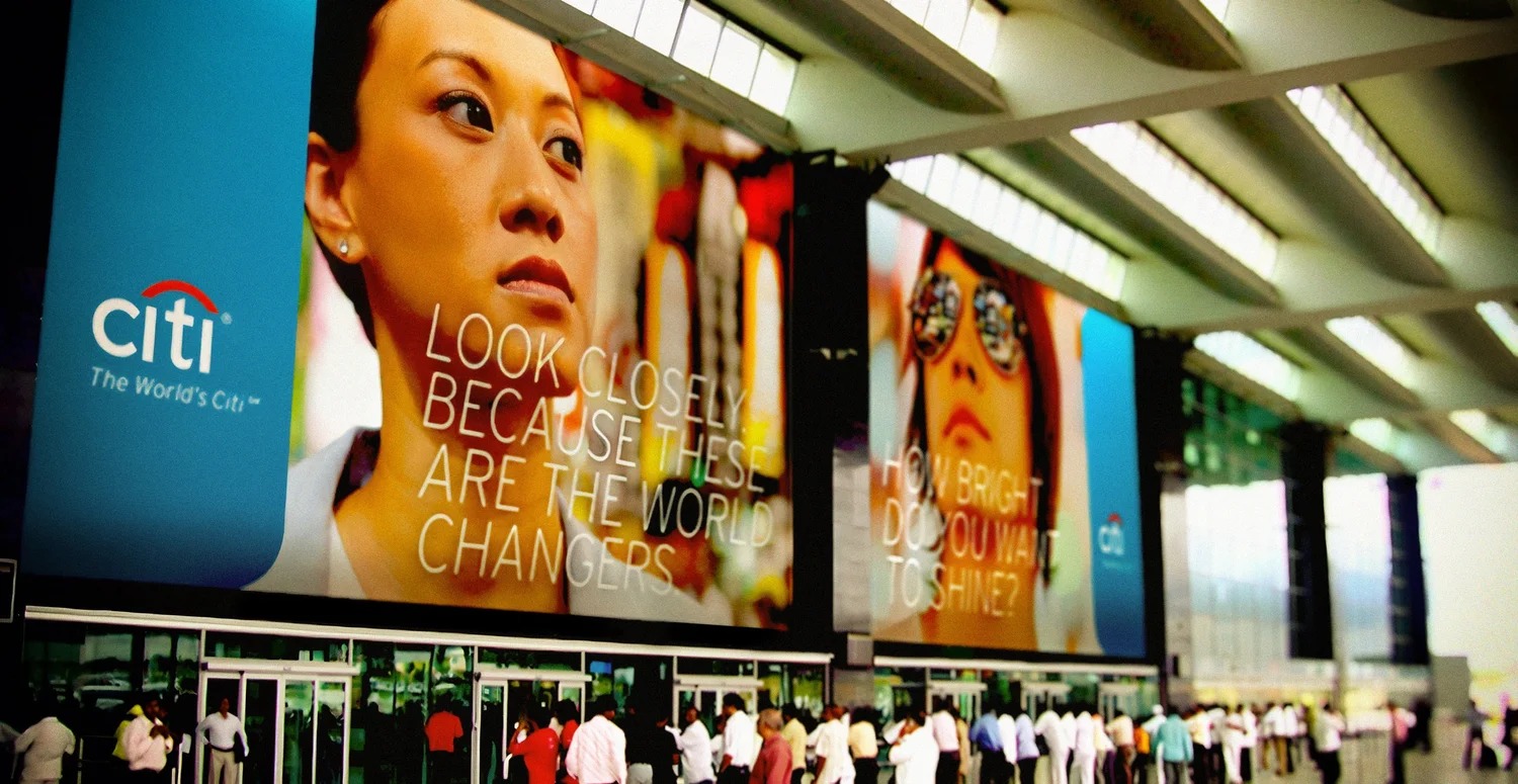 Citi campaign installation in an airport terminal