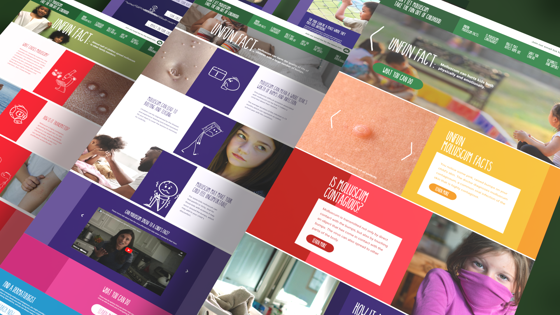 Molluscum disease awareness campaign with colorful digital and social campaign materials