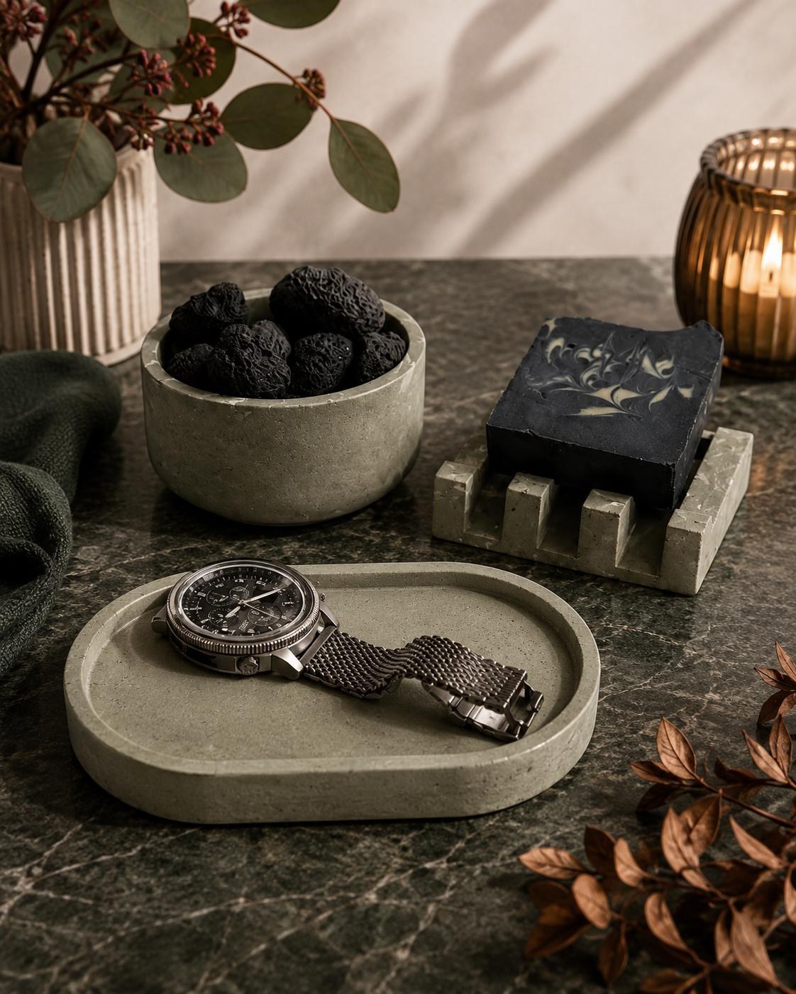 Concrete Soap Dish Organizer Gift For Bathroom Accessory Set With Bowl And Catchall Tray Housewarming Gift Idea Mom Spa Gift Decor For Wife