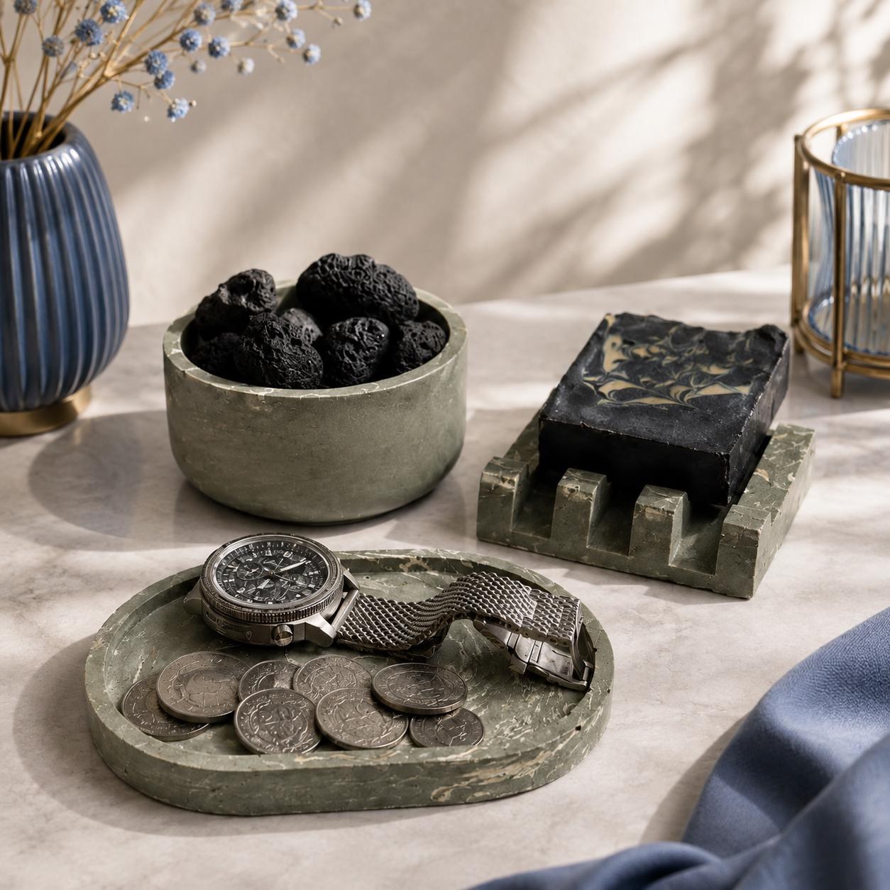 Concrete Soap Dish Organizer Gift For Bathroom Accessory Set With Bowl And Catchall Tray Housewarming Gift Idea Mom Spa Gift Decor For Wife, product view 2