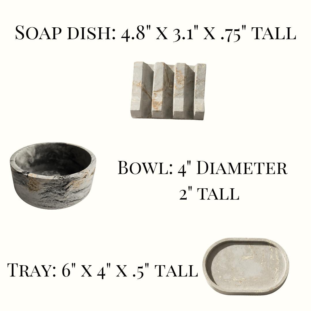 Concrete Soap Dish Organizer Gift For Bathroom Accessory Set With Bowl And Catchall Tray Housewarming Gift Idea Mom Spa Gift Decor For Wife, product view 7