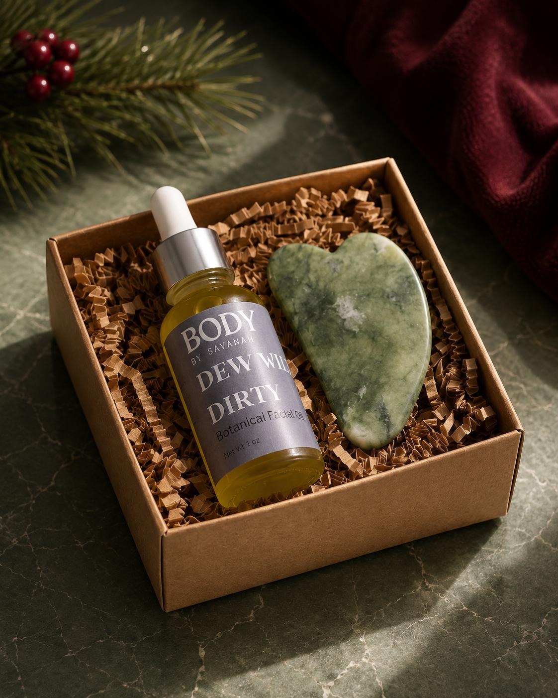 Gua Sha And Oil Set For Face Massage Oil With Rosehip Oil For Face Oil Dry Skin Serum For Mom Gift Set Idea For Sister Gift Idea For Her
