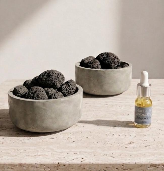Massage Therapist Gift Spa Room Essential Oil Holder Set Lava Stone Diffuser Bowl Concrete Natural Home Fragrance Wellness Center Gift, product view 7