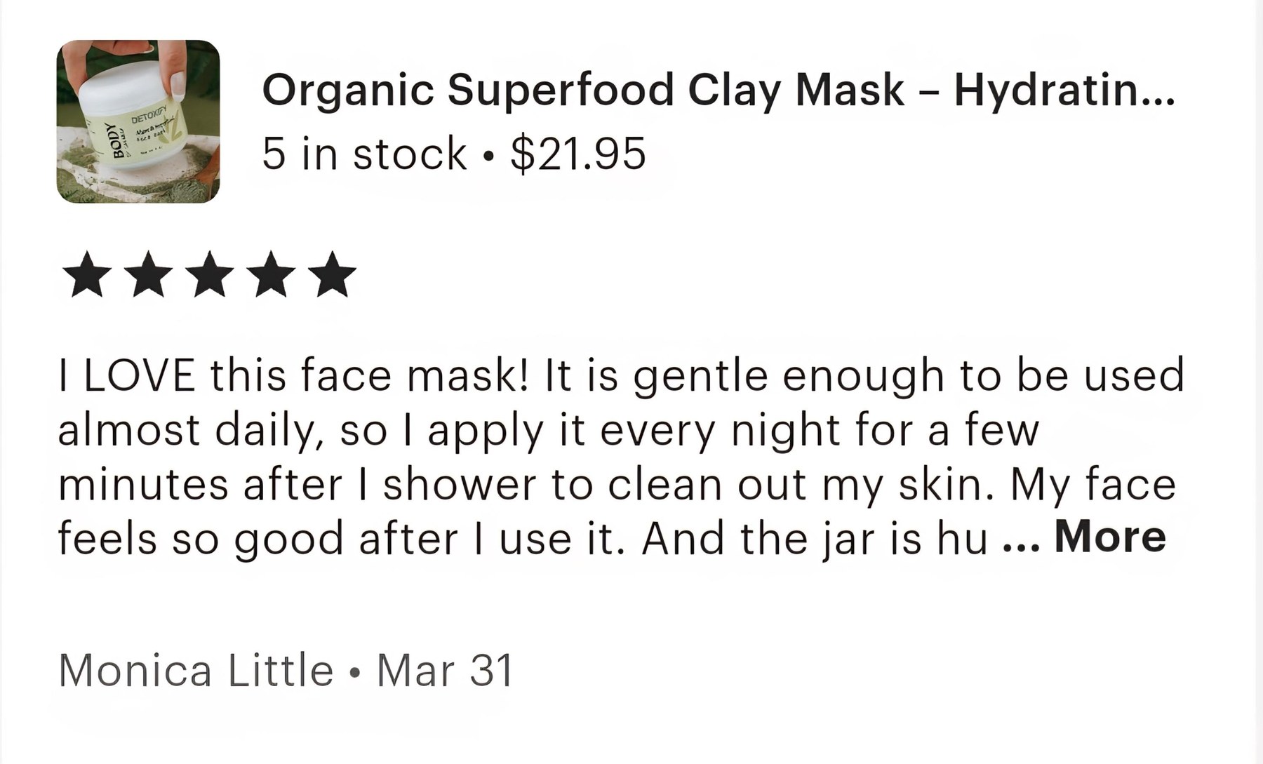 Natural Clay Face Mask For Glowing Skin Mask Superfood Facial Mask Hydrating Mask for Dry Skin Spa Gift Set for Her Skincare Gift Idea Mom, product view 7
