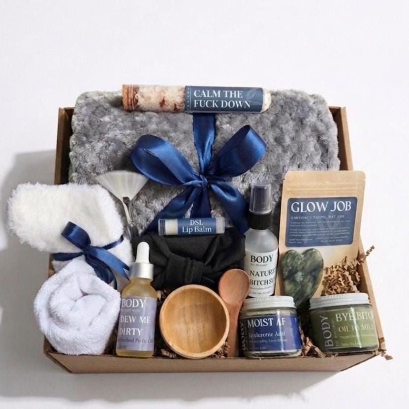 Natural Skincare Gift Set for Dry Skin Care Spa Gift Moisturizing Face Care Mature Skincare Handmade Self Care Gift for Women