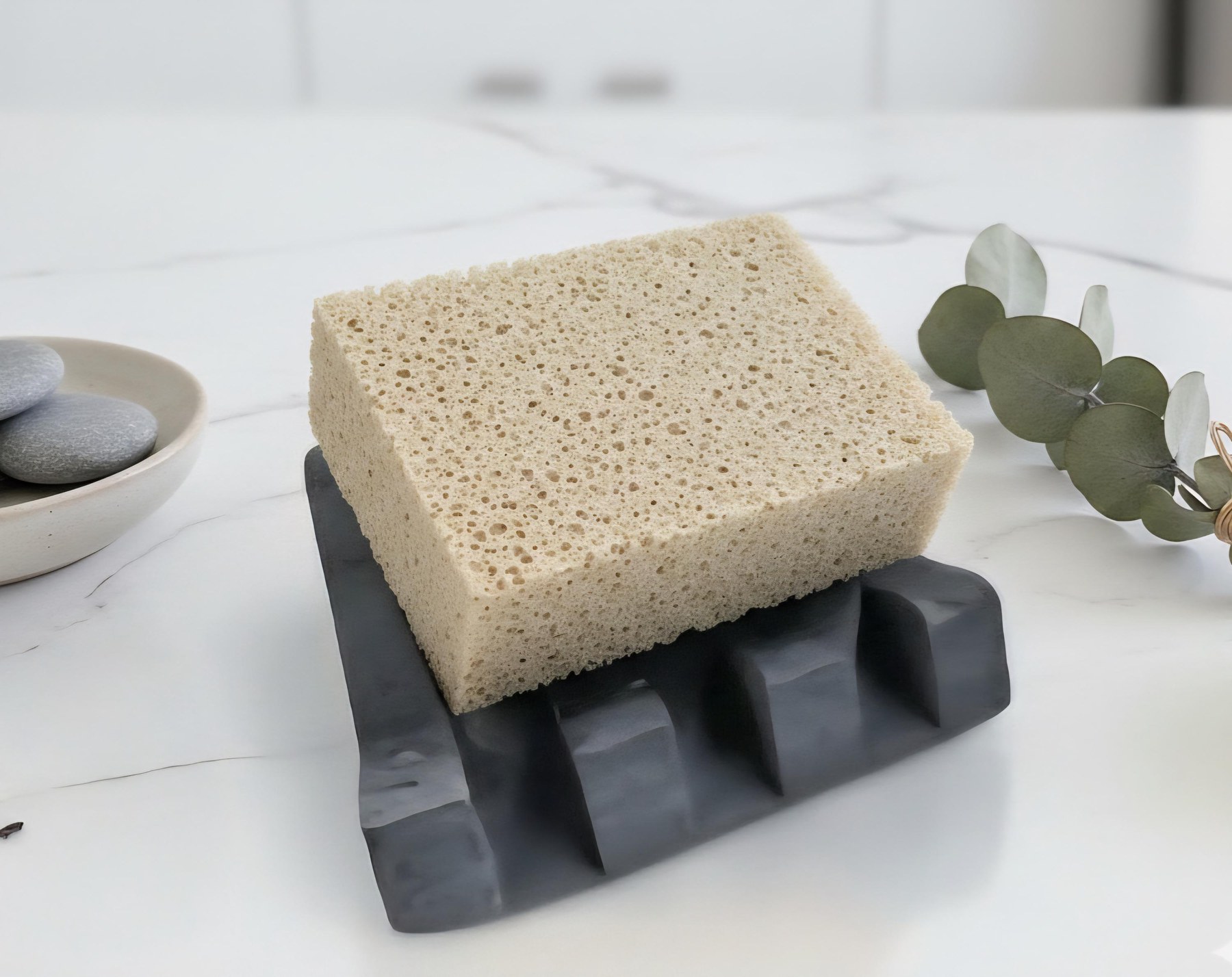 Self draining soap dish concrete sponge holder kitchen sink caddy modern decor housewarming gift for mom hostess gift idea new home gift, product view 8