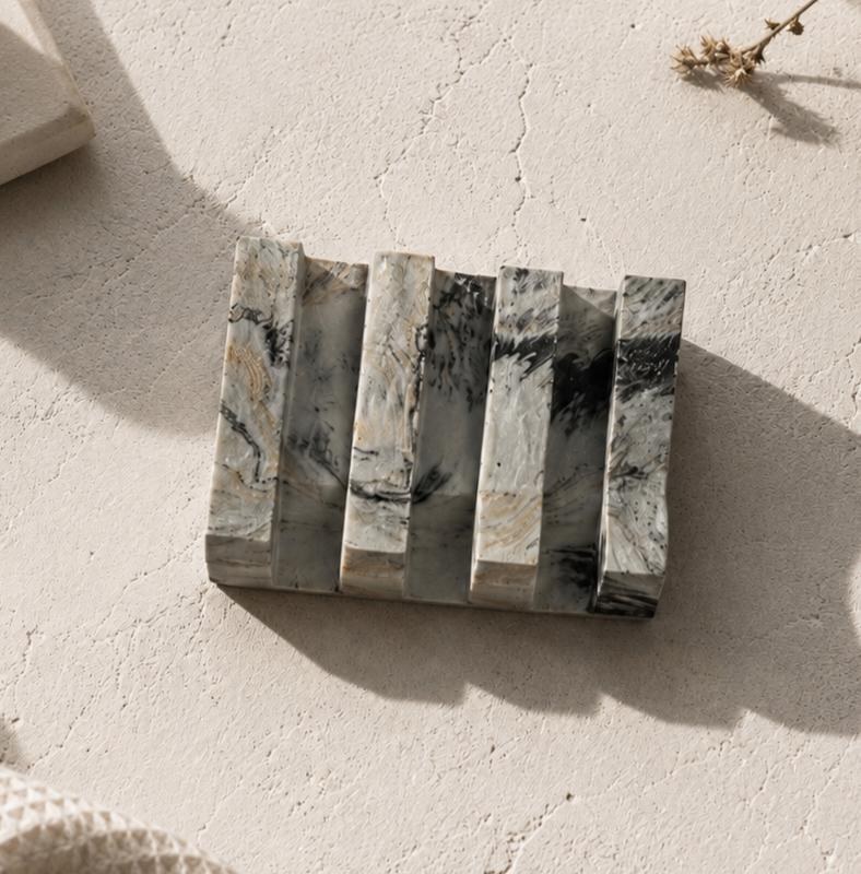 Self draining soap dish concrete sponge holder kitchen sink caddy modern decor housewarming gift for mom hostess gift idea new homeowner, product view 4
