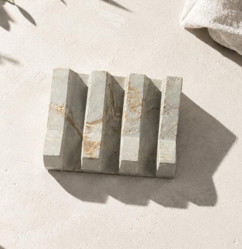 Self draining soap dish concrete sponge holder kitchen sink caddy modern decor housewarming gift for mom hostess gift idea new homeowner, product view 6