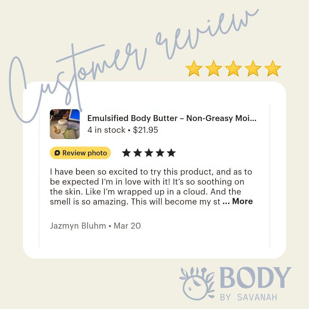 Shea Body Butter Natural Moisturizer Cream Emulsified Artisan Formula Mango Skin Lotion Organic Plant Balm Whipped Beauty Product Handmade, product view 4