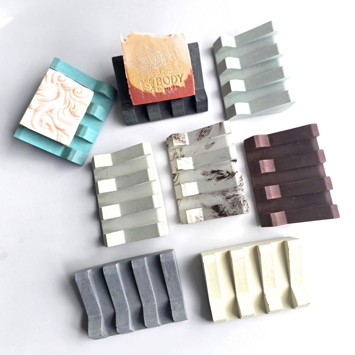 Soap Dish For Minimalist Bathroom Decor Cement Sponge Holder Modern Concrete Soap Holder For New Home Gift For Kitchen Soap Tray Self Drain, product view 2