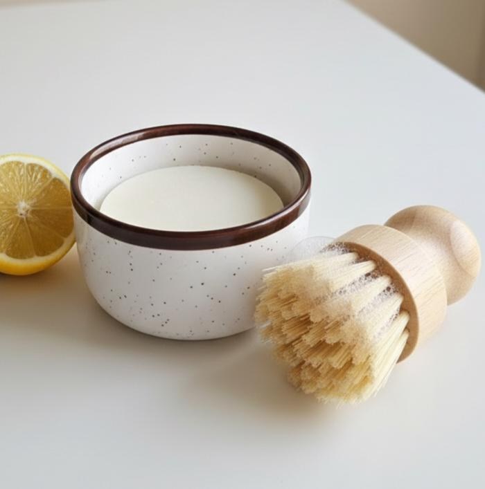 Solid Dish Soap Zero Waste Dishwashing Bar Soap Lemon Essential Oil Dish Soap Ramekin Brush Set For Kitchen Housewarming Gift For Friend, product view 20
