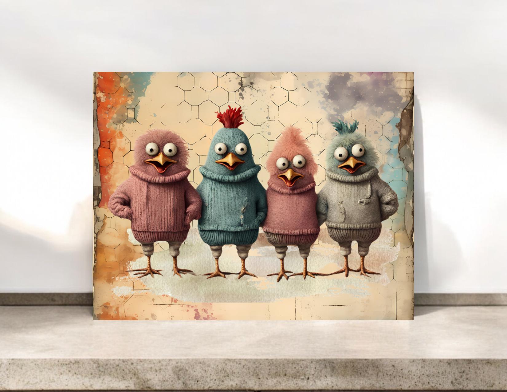 Funny Chicken Monster Notecards #043