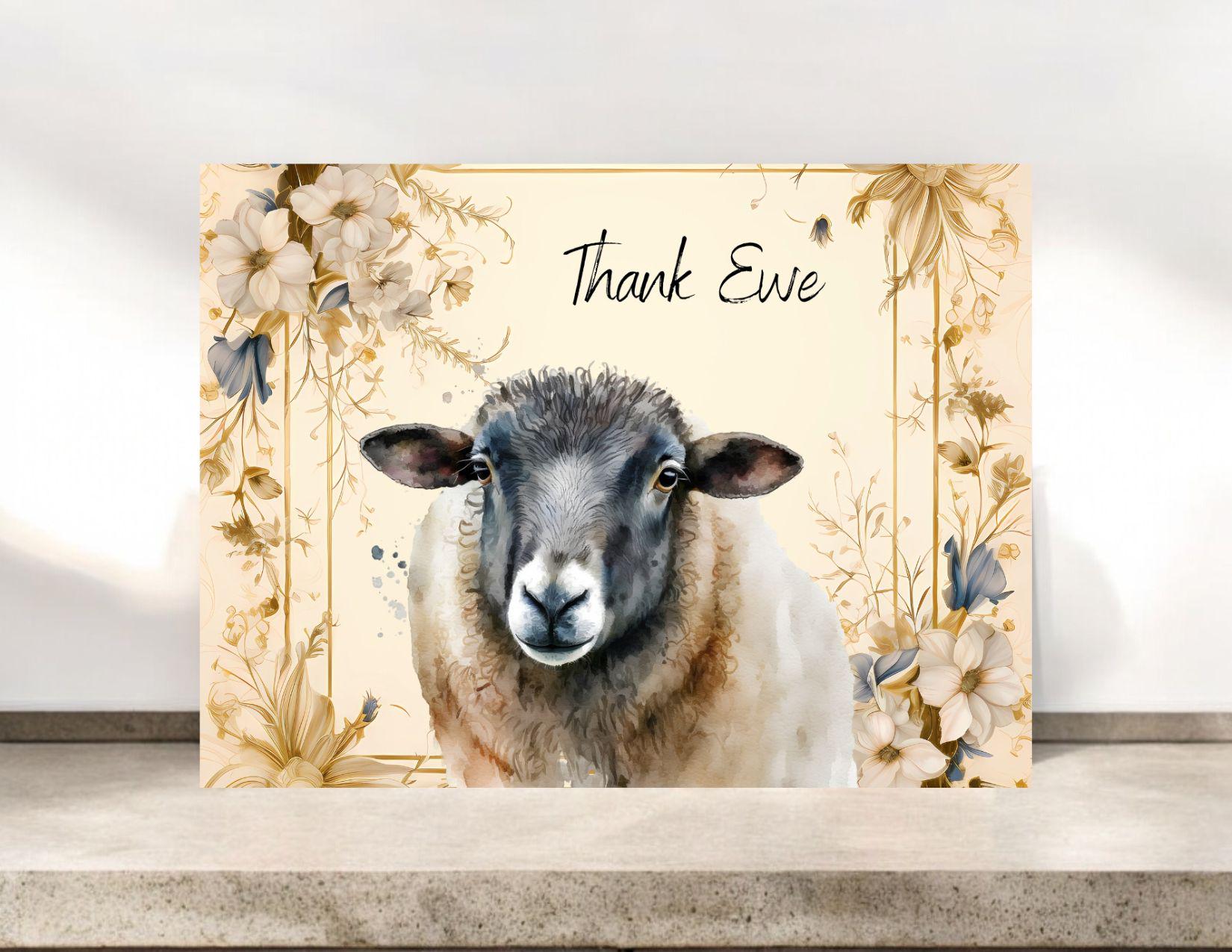 Farm Style Sheep Thank You Notecards #047