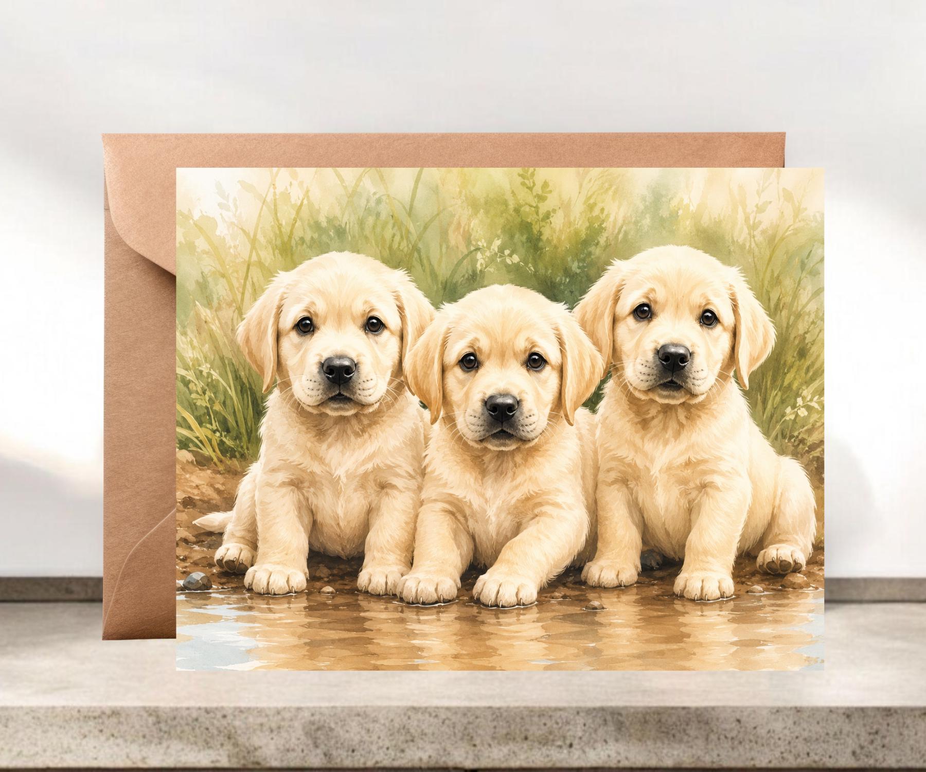 Yellow Lab Puppy Blank Greeting Card #062