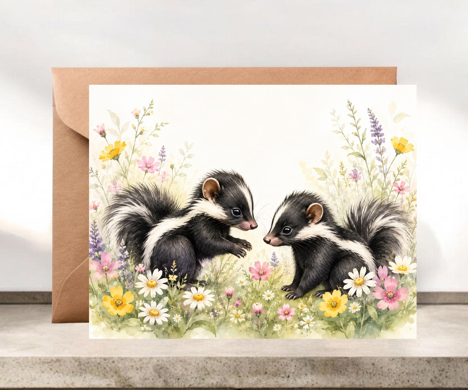 Baby Skunks Blank Greeting Cards #068