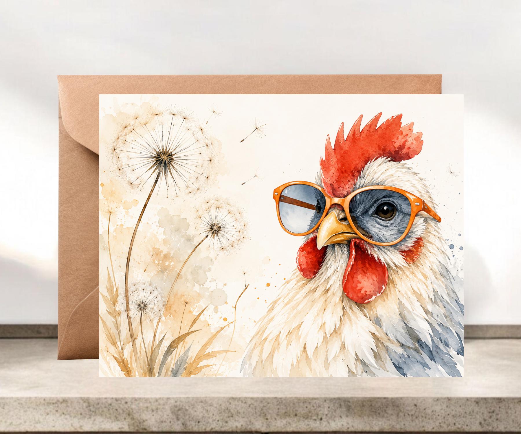 Funny Cool Chicken Notecard Sets - Whimsical Chicken Stationery #079