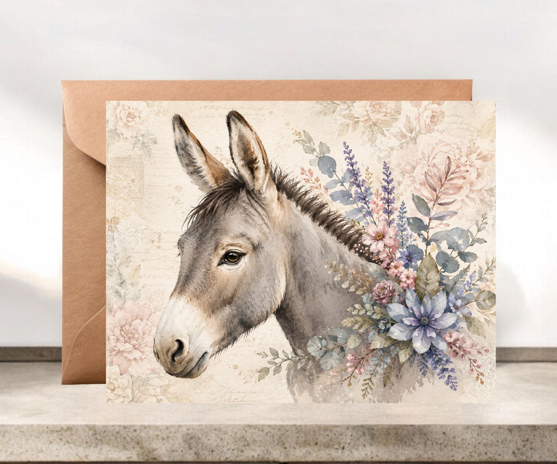 Boho Donkey Notecards #049
