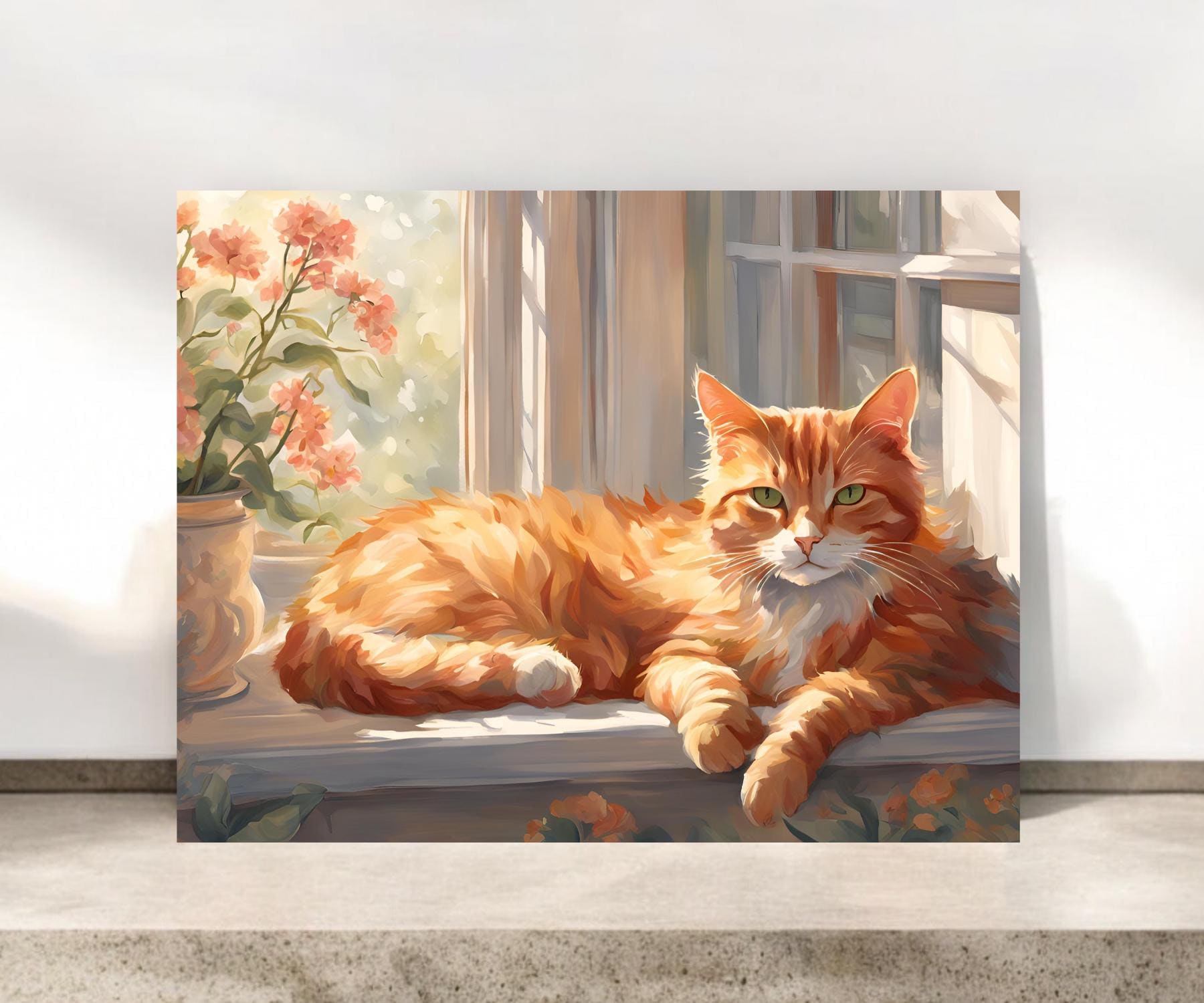 Ginger Cat Notecards: Cottage Window Stationery with Envelopes #078