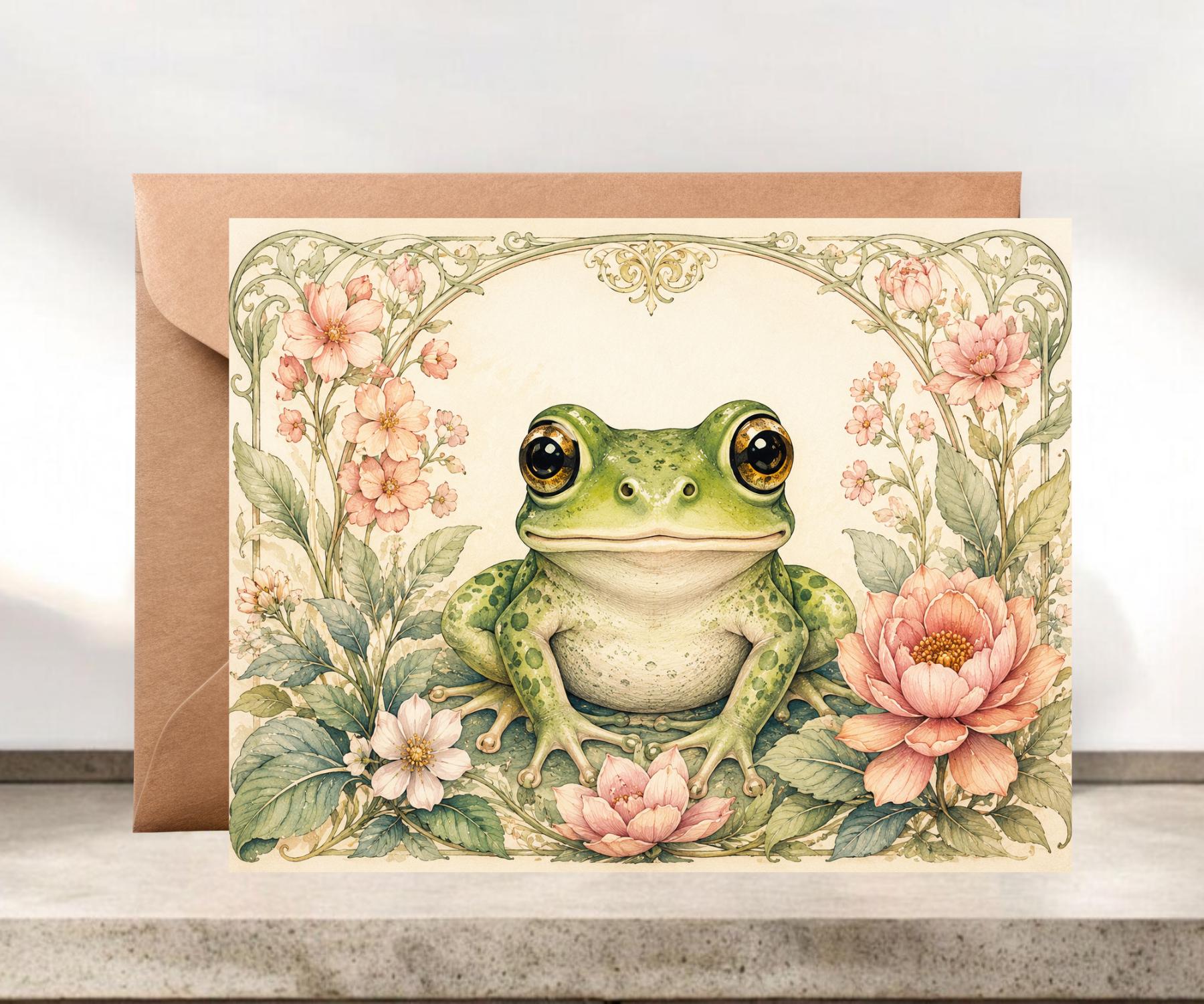 Whimsical Cottage Core Frog Cards #030