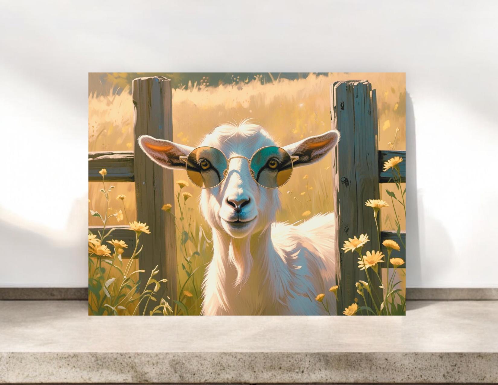 Whimsical Goat in Sunglasses Cards #054