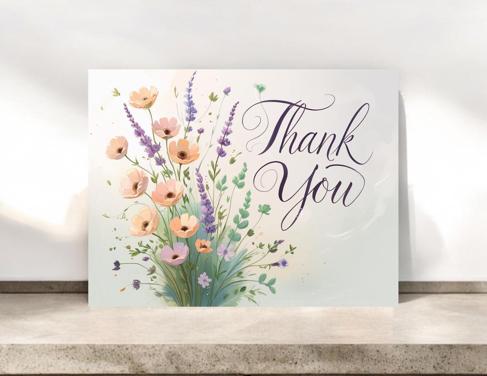 Watercolor Wildflowers Thank-you Notecards #051