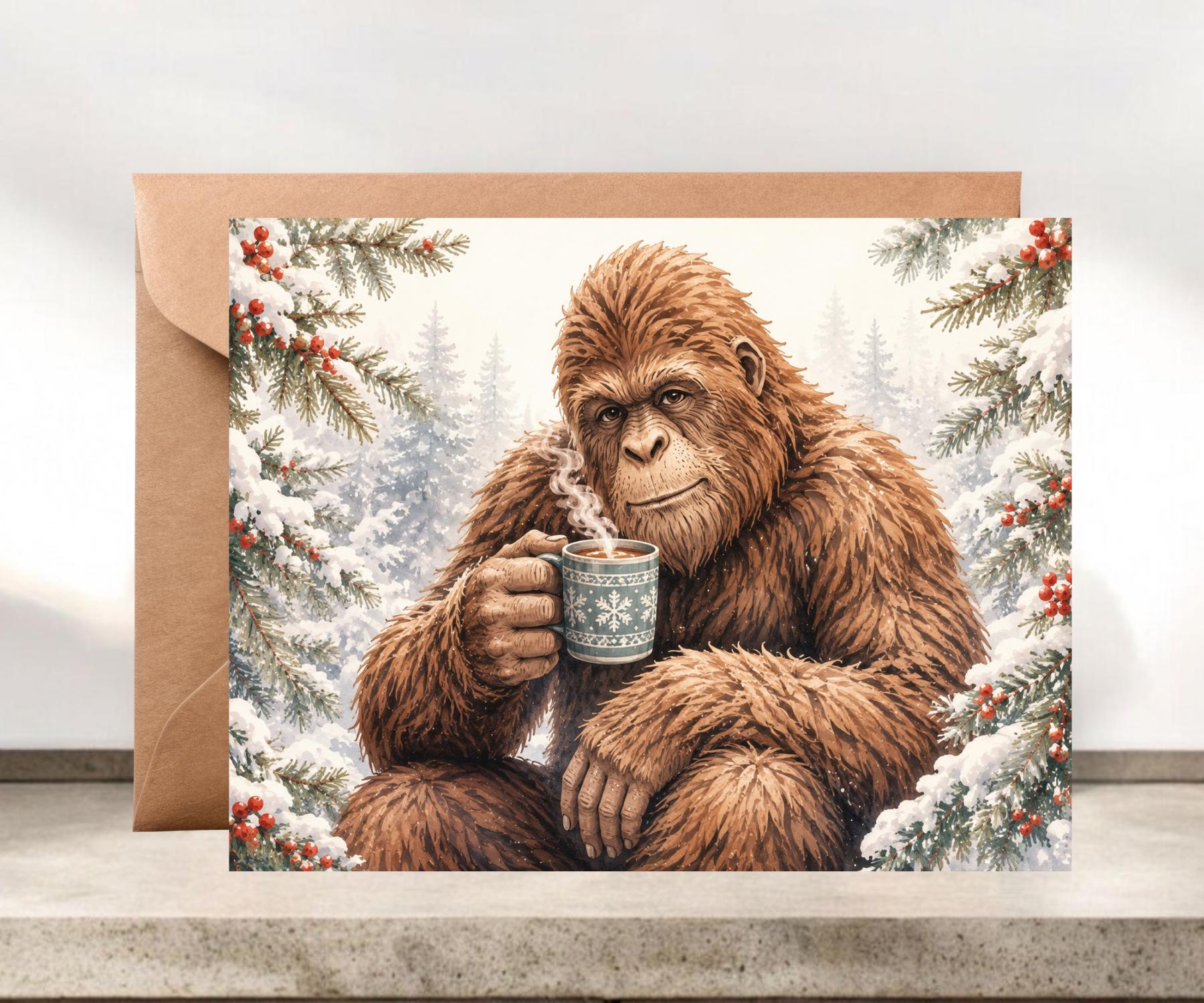 Whimsical Bigfoot Sasquatch Blank Greeting Card #070