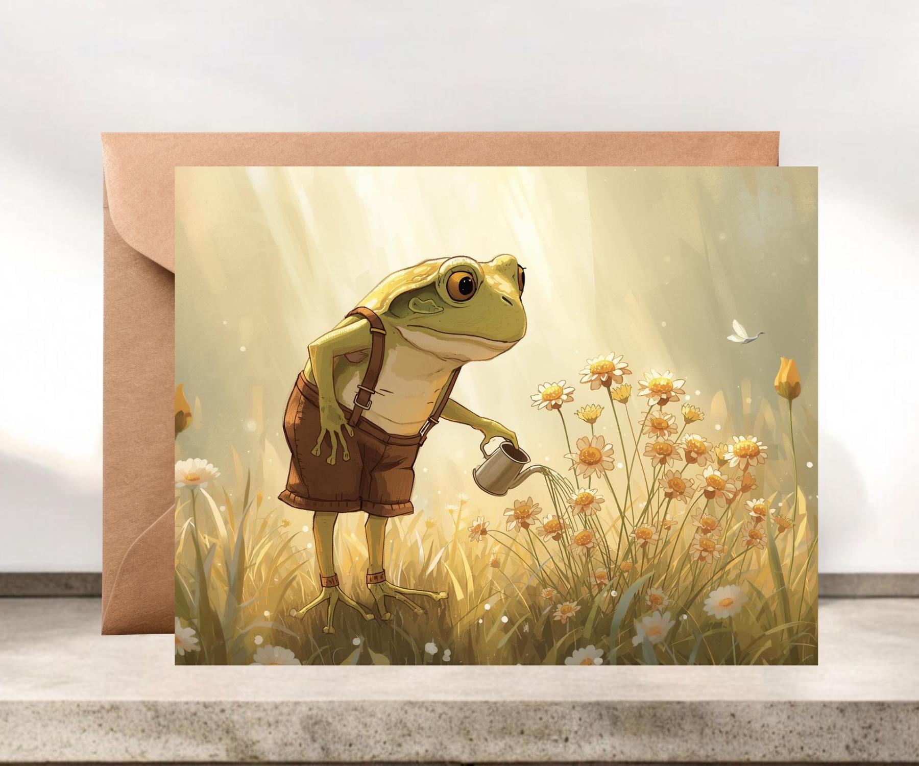 Whimsical Frog Blank Greeting Card #064