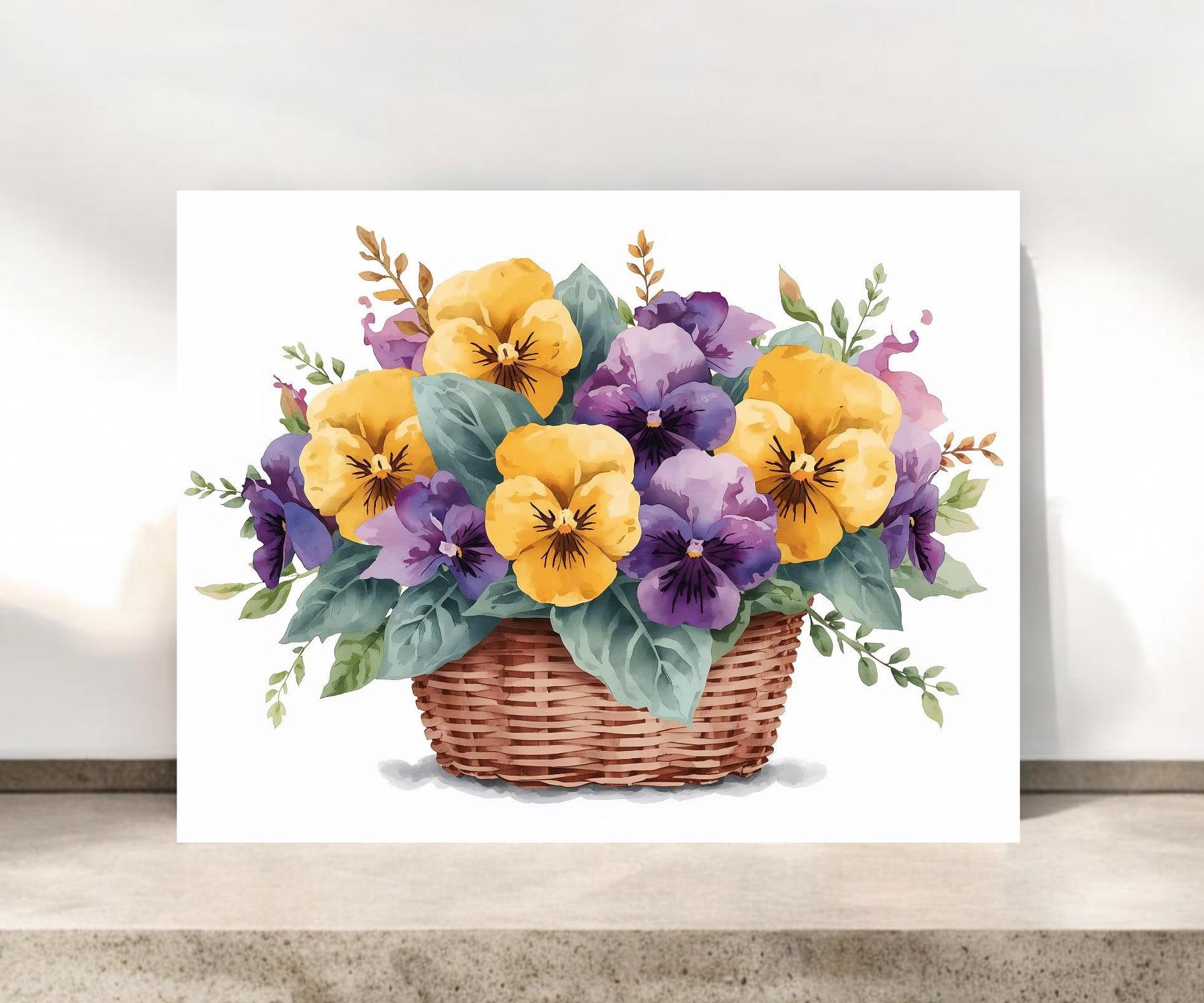 Purple and Yellow Pansies Notecard | Botanical Stationery | Floral Cards | Pansy Stationery | Any Occasion Cards | Thank you Cards | #121