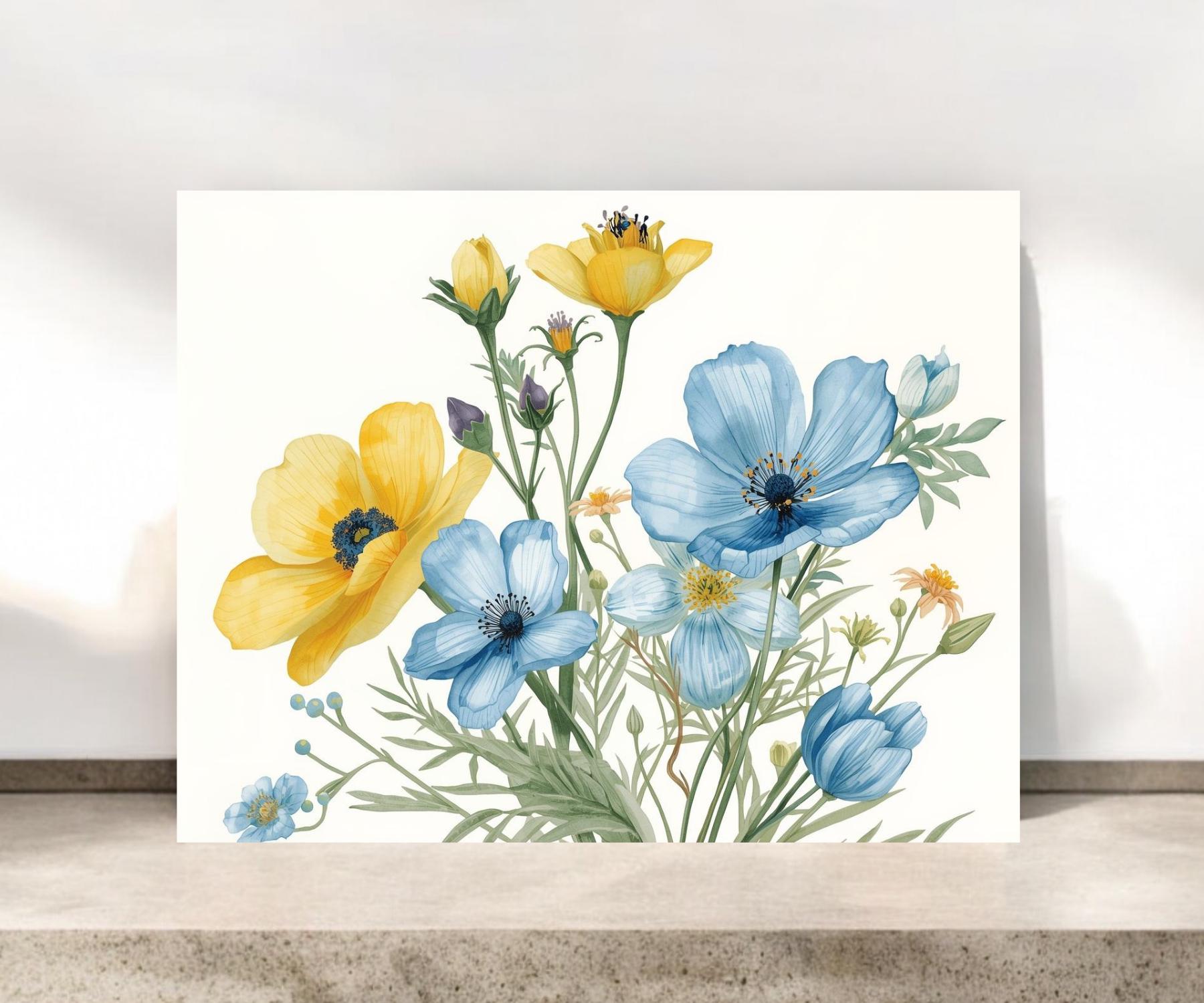 Blue and Yellow Flowers Notecard | Nature Greeting Card | Nature Notecards | #122