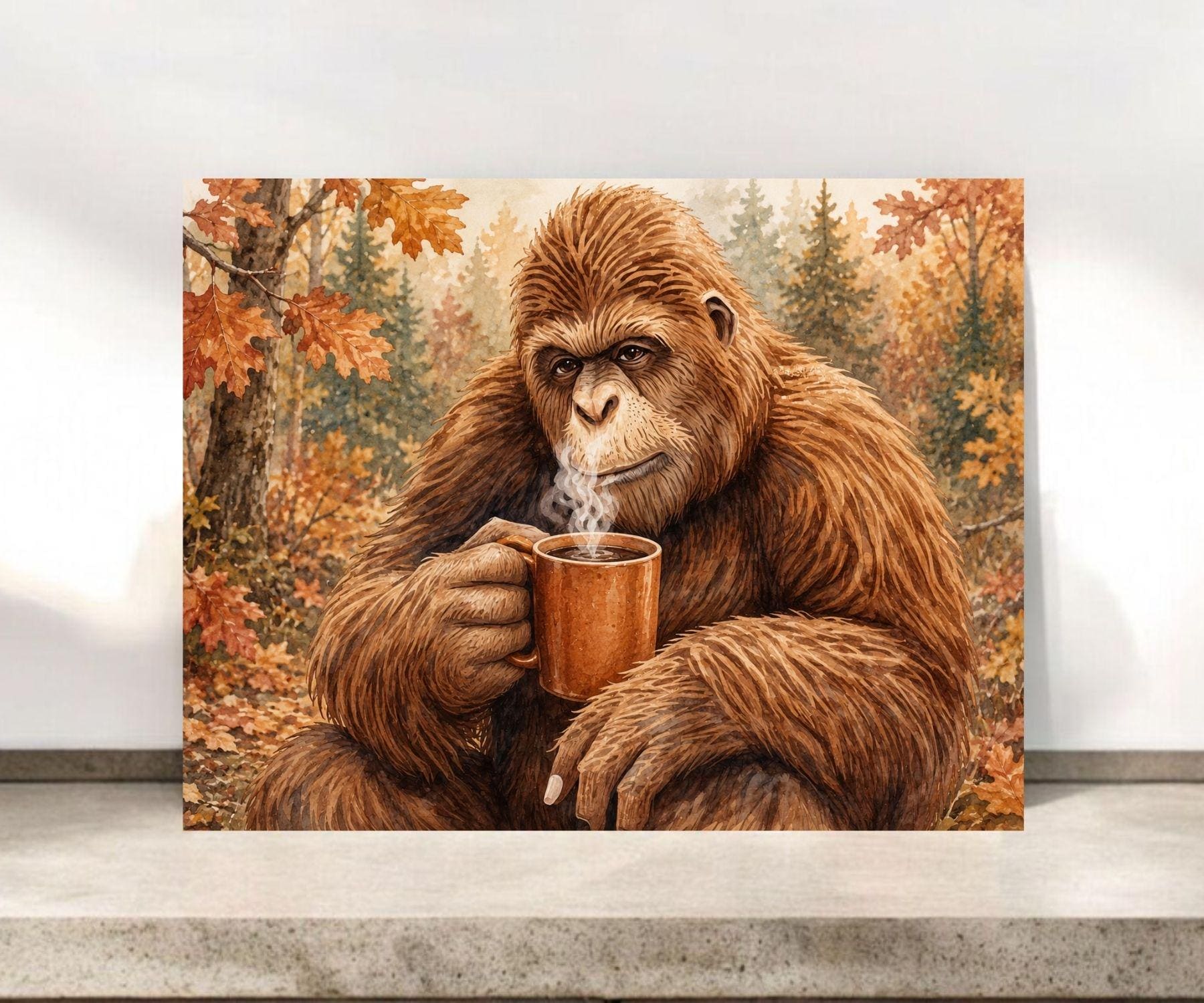 Sasquatch Fall Notecard, Bigfoot Stationery #071