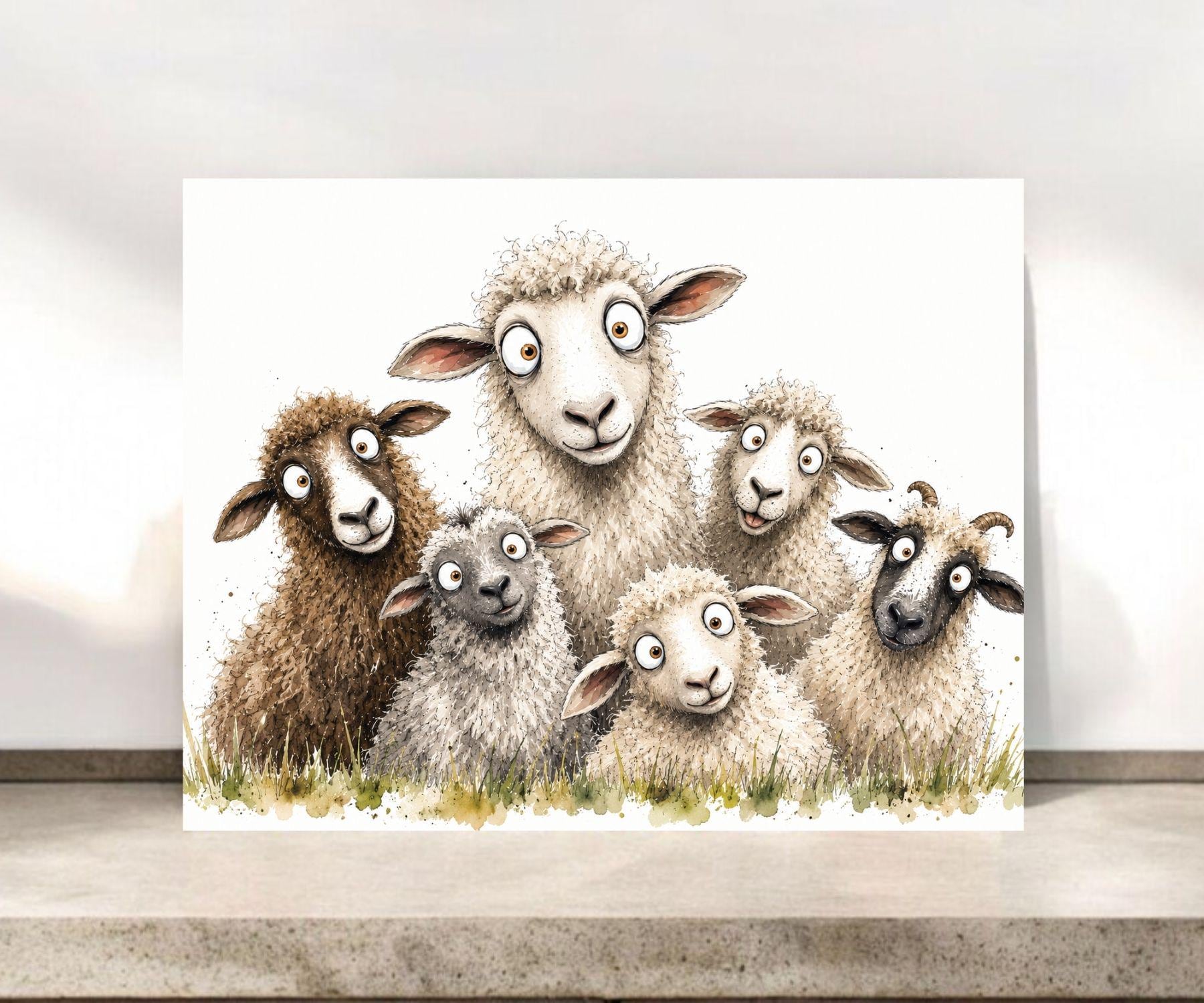Whimsical Sheep Notecards with Envelopes: Sheep Notecards for Animal Lovers and Farmers #301 May be Personalized