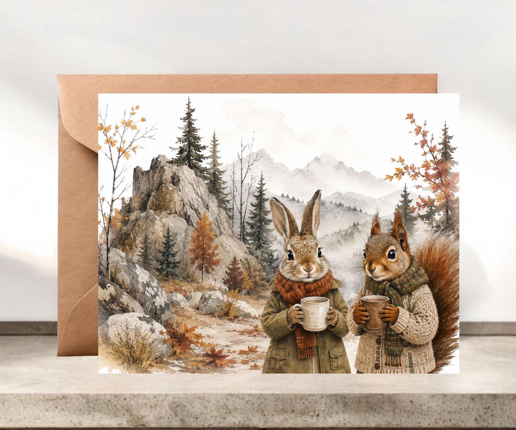 Woodland Friends Greeting Card, Blank Nature Greeting Card #303