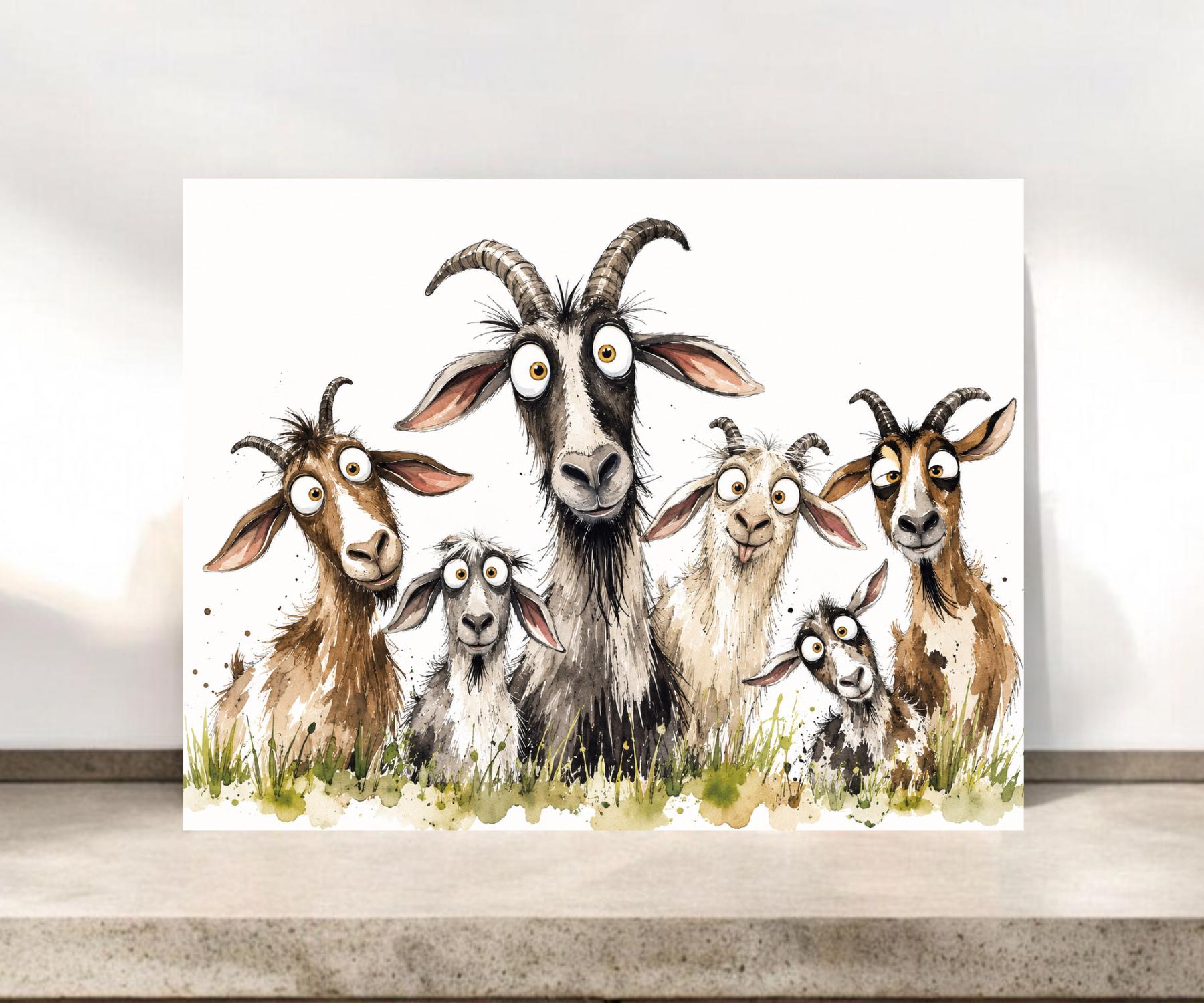 Whimsical Goats Notecards with Envelopes, #302