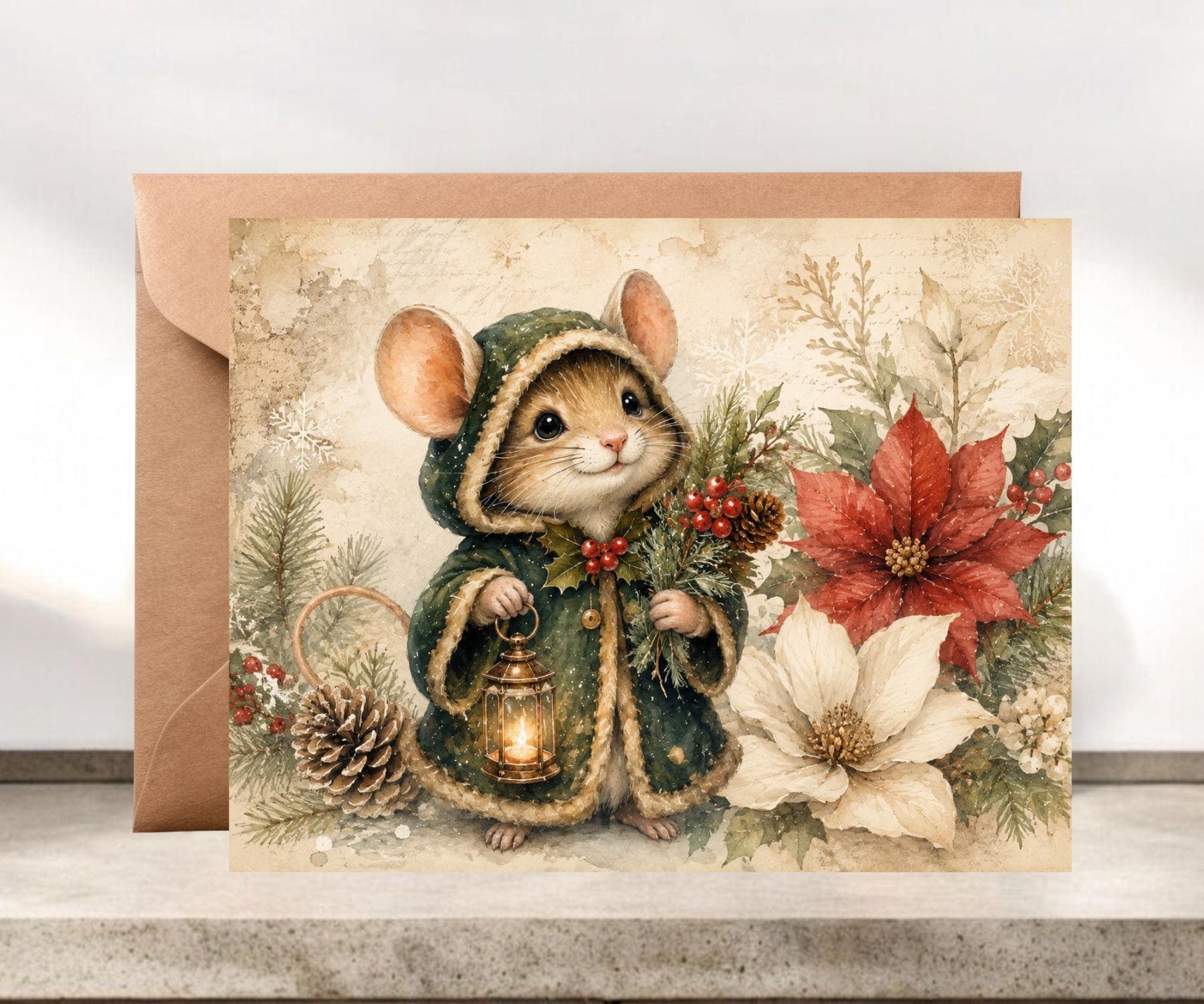 Christmas Mouse Blank Greeting Card #027