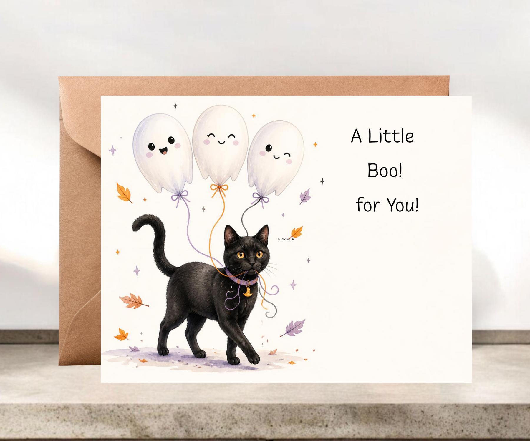 Little Boo Whimsical Halloween Blank Card or Party Invitation #128