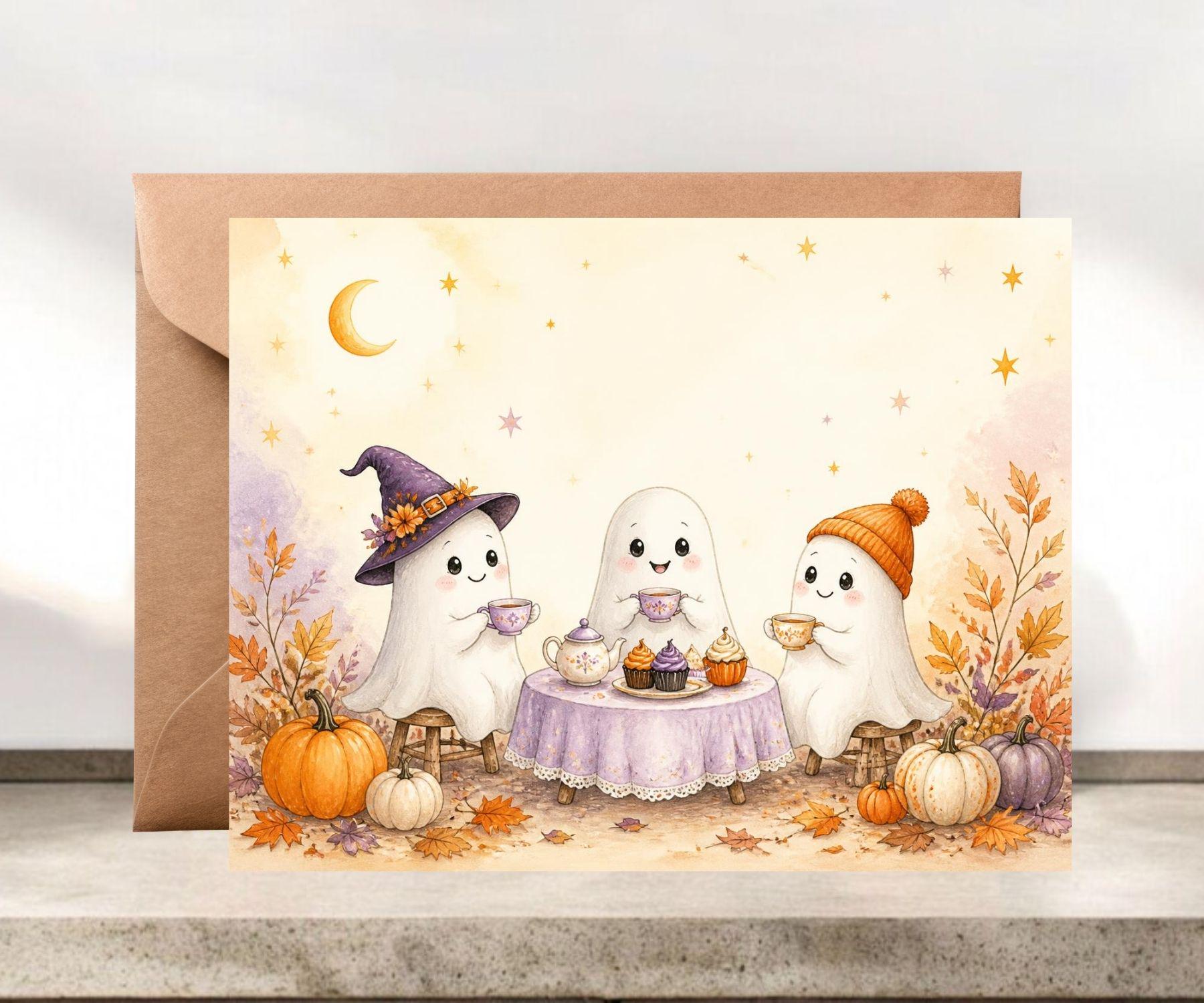 Whimsical Ghost Halloween Tea Party, Halloween Party Invitation #117