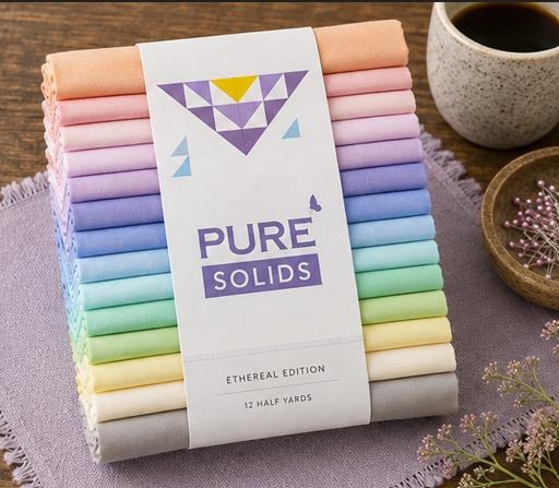 AGF Pure Solids, Ethereal Edition | 12 Half-Yard Cuts | 6 Total Yards | Art Gallery Fabrics Pure Solids