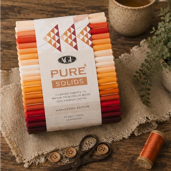 Art Gallery Fabrics Pure Solids – Harvesting Edition, 22 Half-Yard Cuts, 100% Cotton Quilting Fabric