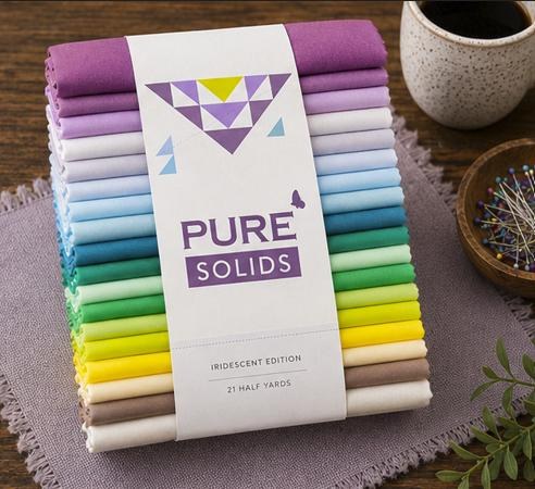AGF Pure Solids, Iridescent Edition | 21 Half-Yard Cuts | 10.5 Total Yards | Art Gallery Fabrics Pure Solids