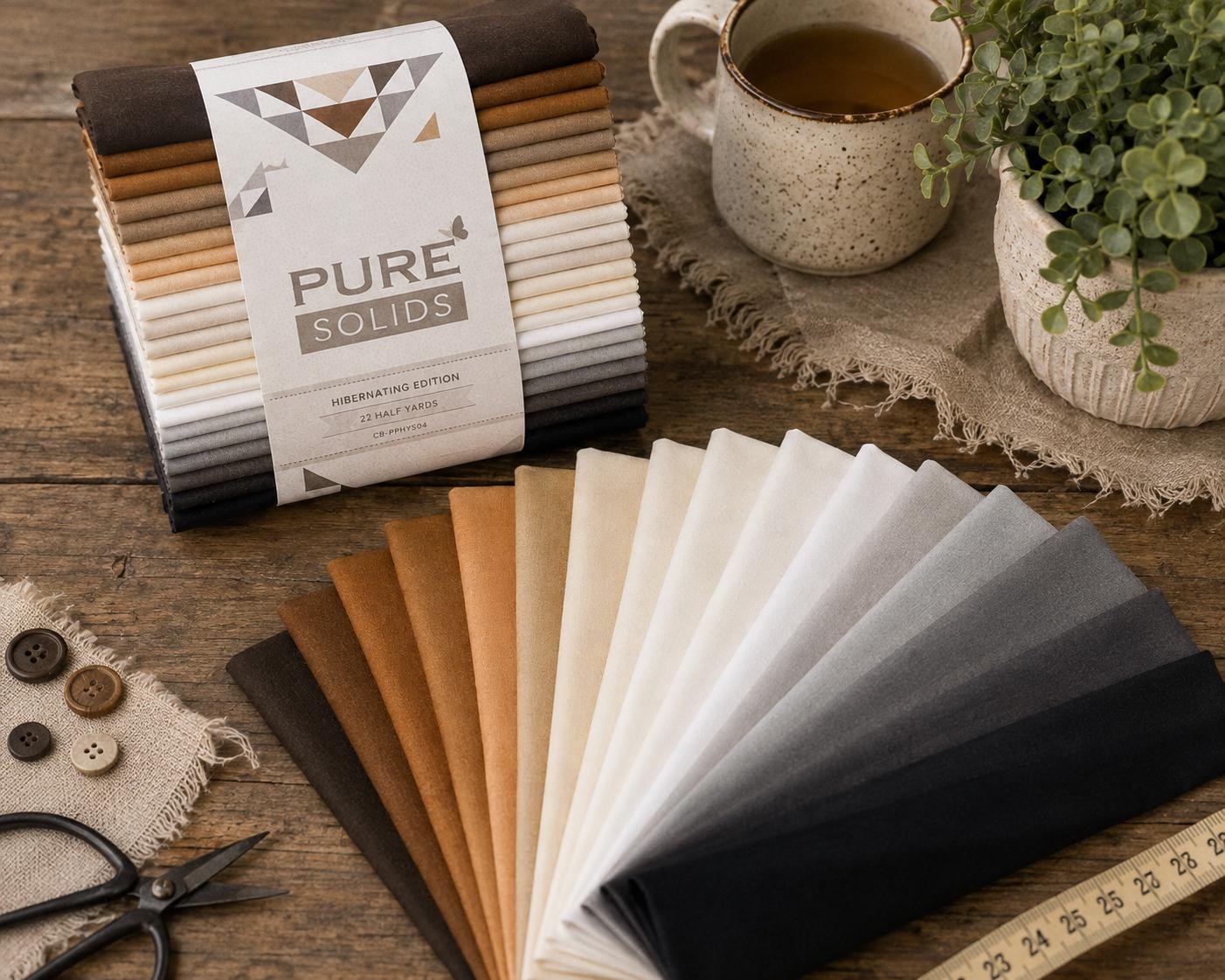 AGF Pure Solids, Hibernating Edition | 22 Half-Yard Cuts | 11 Total Yards | Art Gallery Fabrics Pure Solids