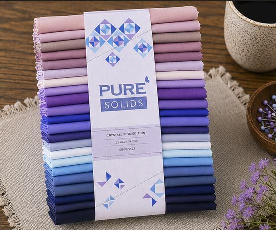 AGF Pure Solids, Crystallizing Edition | 22 Half-Yard Cuts | 11 Total Yards | Art Gallery Fabrics Pure Solids