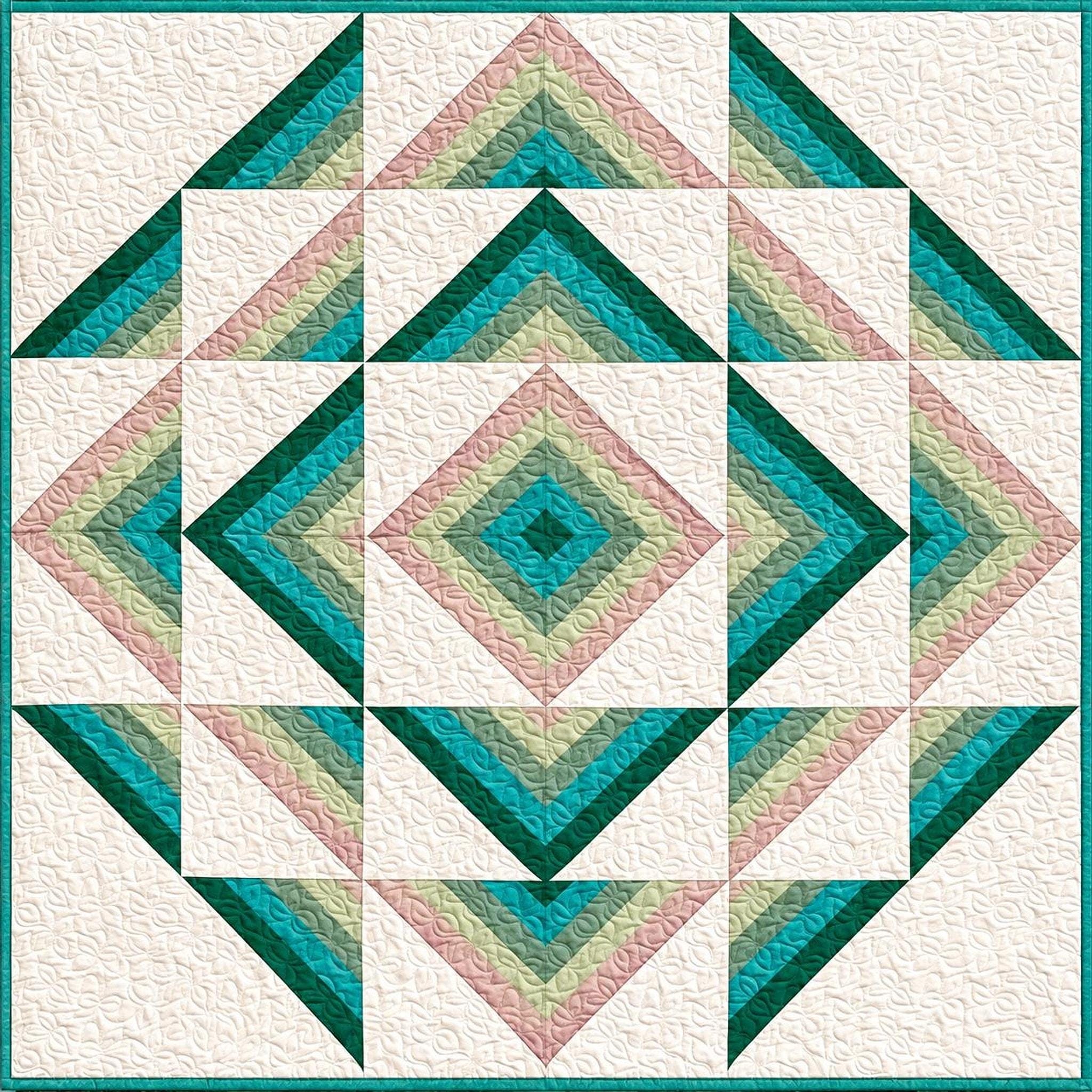 Geometric Quilt Kit | Percussion Pattern Fabric Bundle, AGF Pure Solids, 3 Sizes