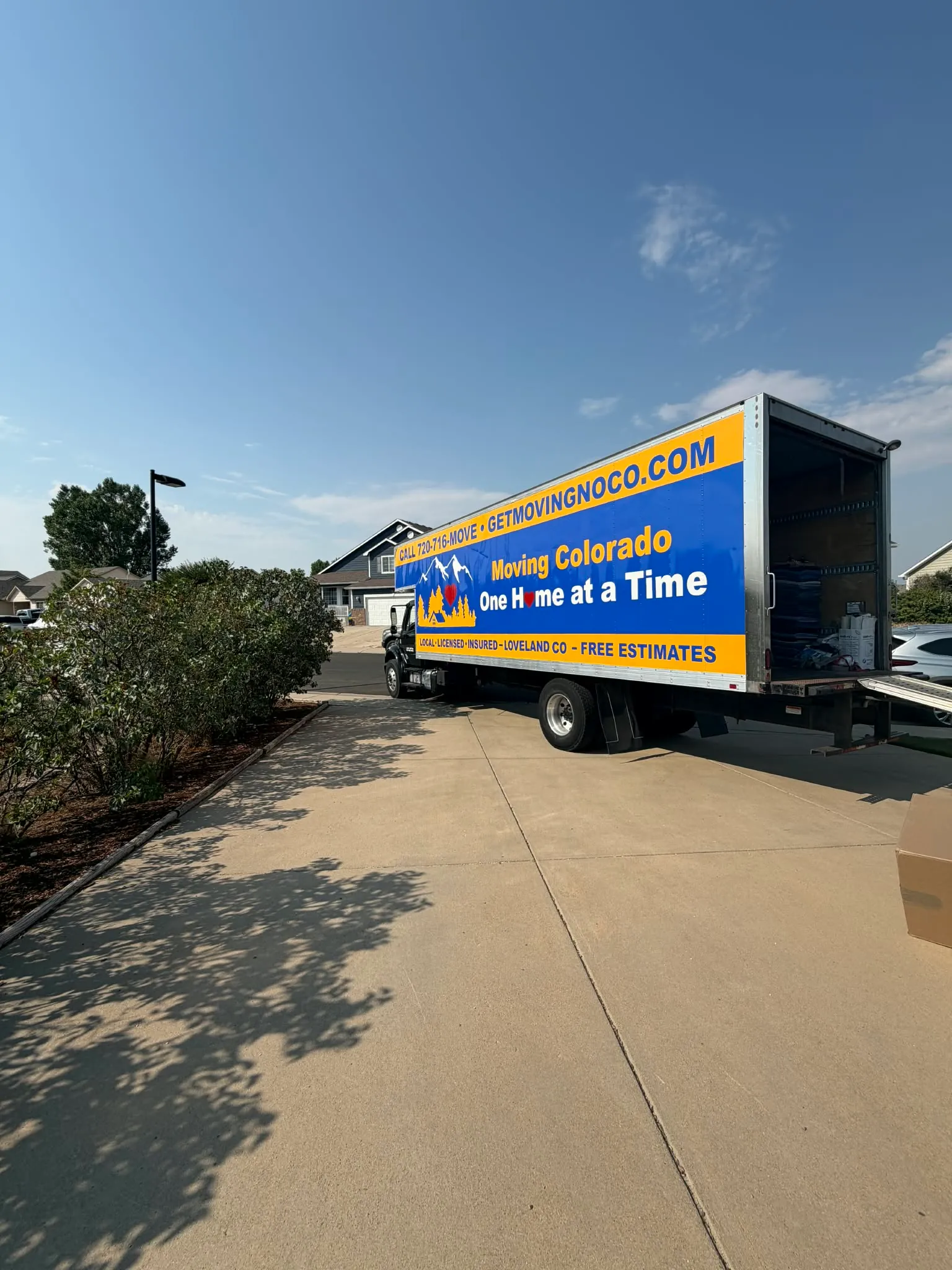 Get Moving branded truck at a Northern Colorado home